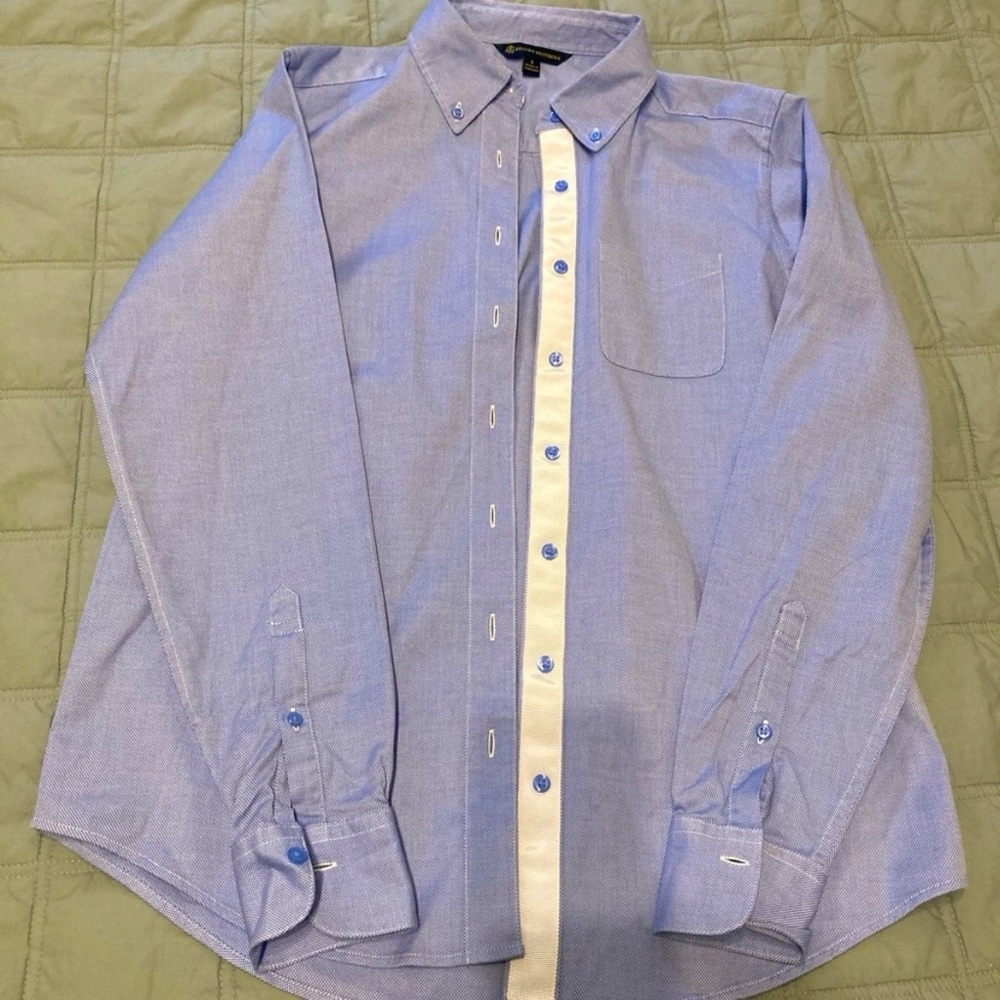 Women’s Light Blue Button-Down Shirt with Contrast Placket